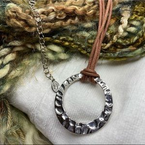 Circle Necklace with leather strap